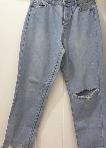 Diğer Acik Mavi Yikamali Rahat Denim Jean