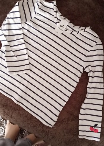 Kız Çocuk lacivert Baskılı Uzun Kollu Balıkçı Yaka Tişört - Görsel 6