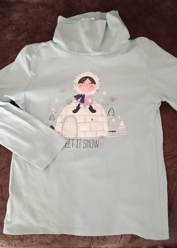 Kız Çocuk lacivert Baskılı Uzun Kollu Balıkçı Yaka Tişört - Görsel 2