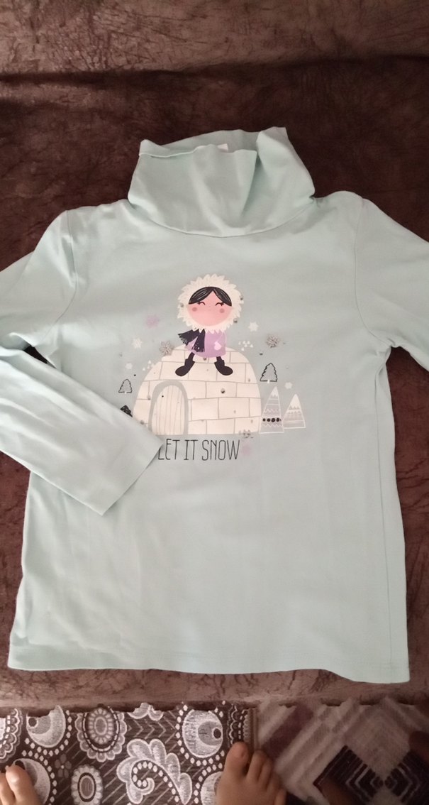 Kız Çocuk lacivert Baskılı Uzun Kollu Balıkçı Yaka Tişört - Görsel 2