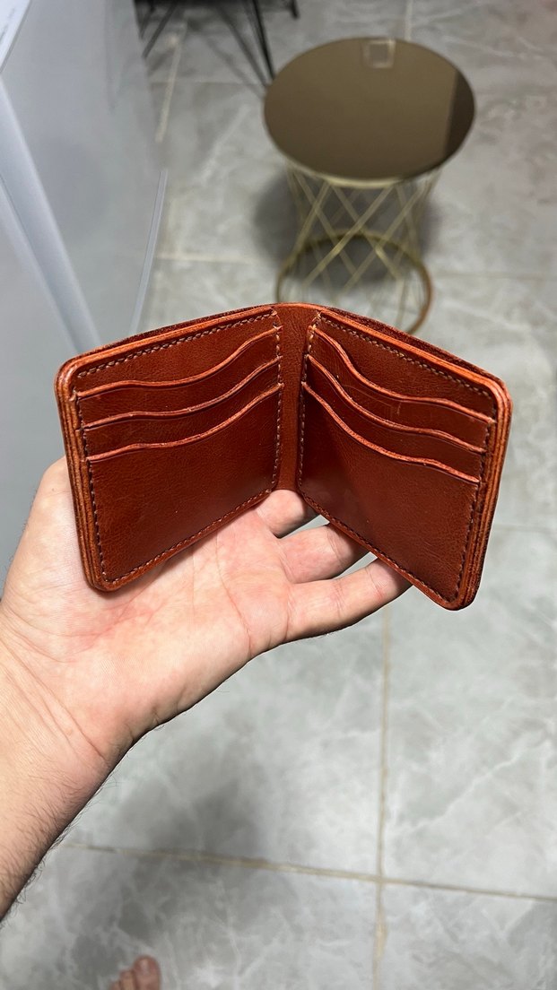 Hakiki deri el yapımı Parlak Kahverengi Erkek Cüzdan - Görsel 2