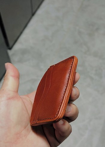 Hakiki deri el yapımı Kahverengi Minimalist Erkek Cüzdanı - Görsel 2