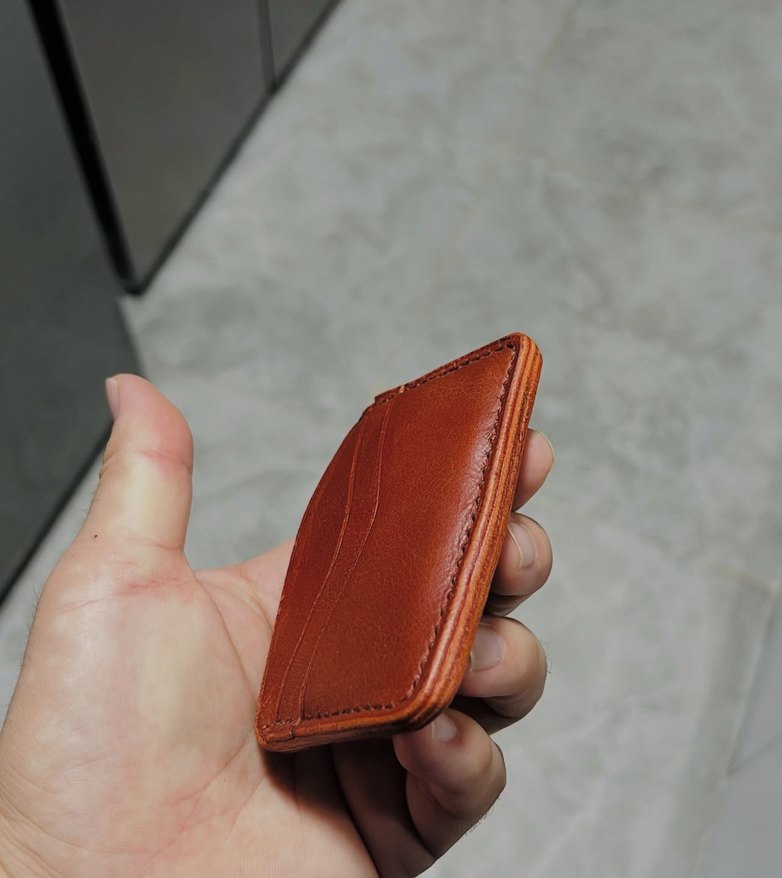 Hakiki deri el yapımı Kahverengi Minimalist Erkek Cüzdanı - Görsel 2