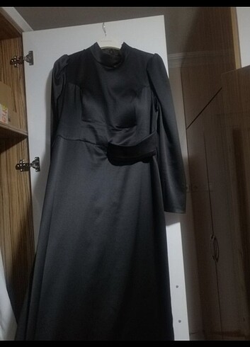 xl Beden siyah Renk Tesettür saten abiye
