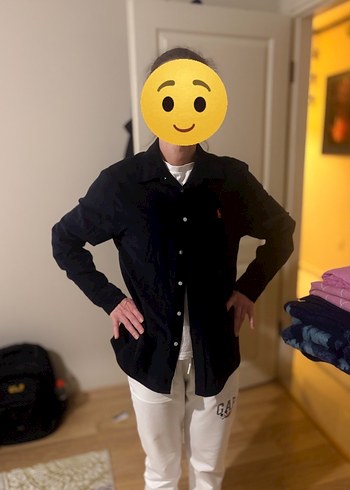 Orijinal Ralph Lauren fitilli lacivert kadife Gömlek - Görsel 2