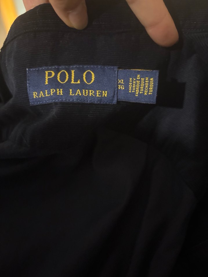 Orijinal Ralph Lauren fitilli lacivert kadife Gömlek - Görsel 3