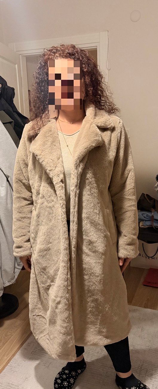 Bej Midi Peluş Kadın Kaban - Görsel 2