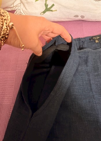 Lacivert Kolsuz Keten bluz - Görsel 3