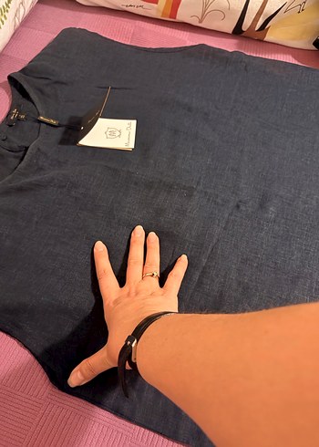 Lacivert Kolsuz Keten bluz - Görsel 5