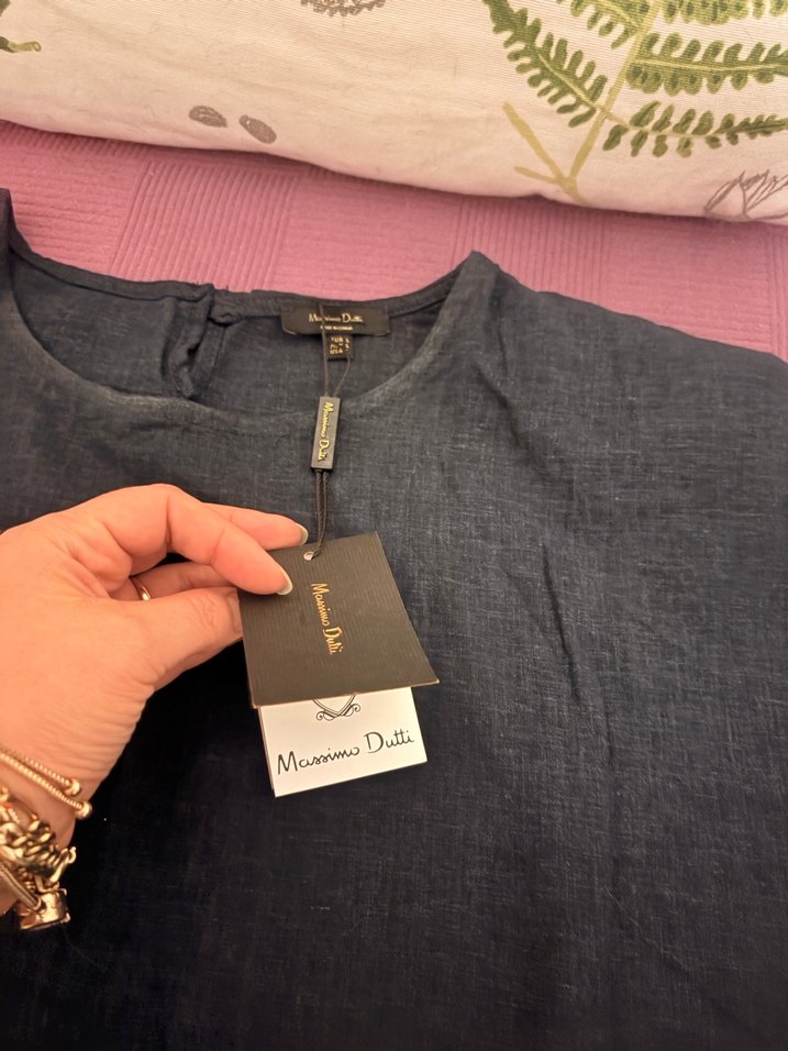 Lacivert Kolsuz Keten bluz - Görsel 4