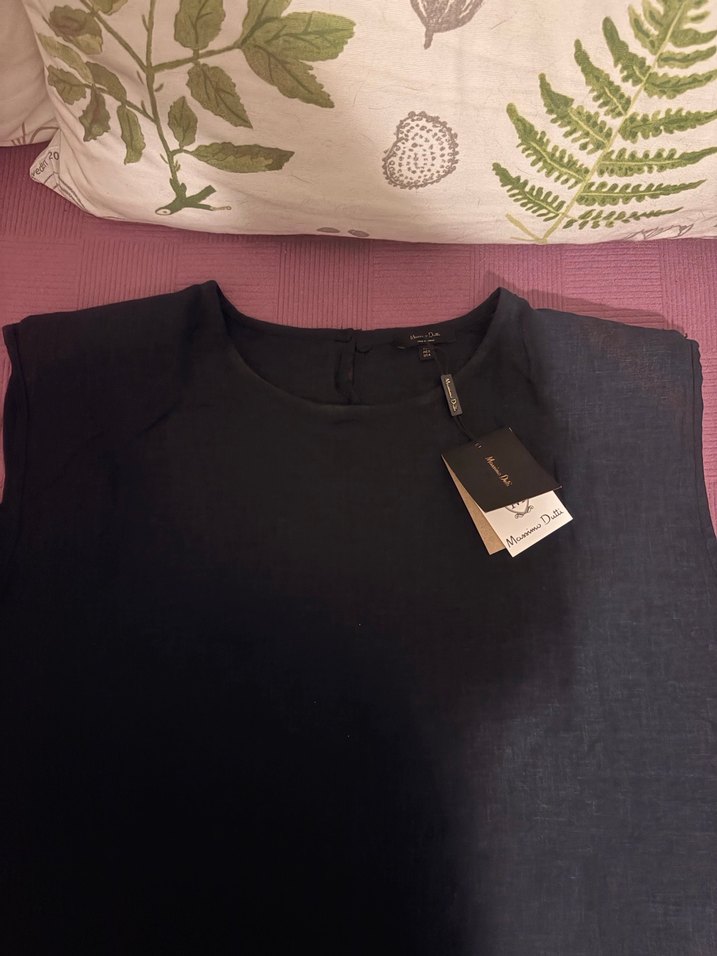 Lacivert Kolsuz Keten bluz - Görsel 2