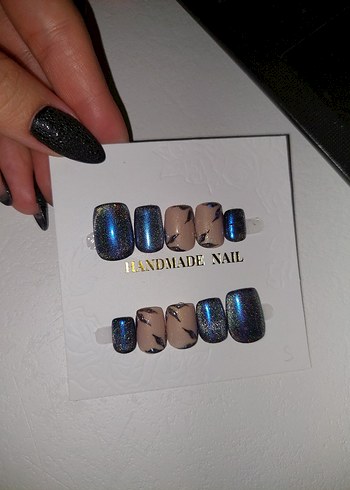 Mavi Kedi Gözü Takma Jel Tırnak - Görsel 2