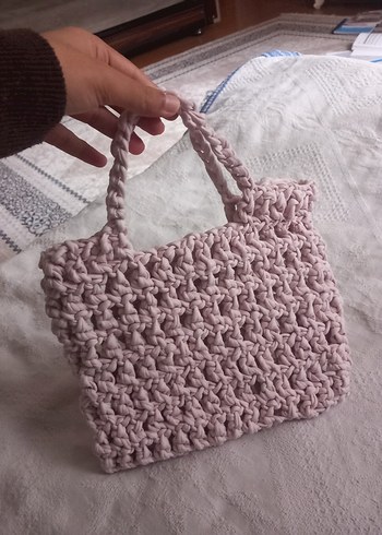 Pembe Örgü Kadın Çanta