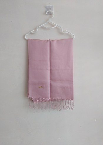 Püsküllü Pudra Pembe İpek Şal
