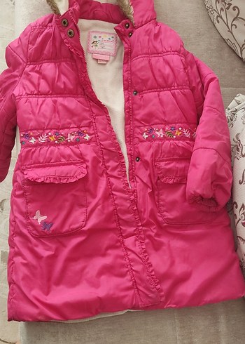 6 Yaş Beden Kız Çocuk Pembe Nakışlı Düğmeli Mont