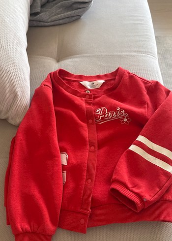 H&M Kız Çocuk Kırmızı Düğmeli Hırka