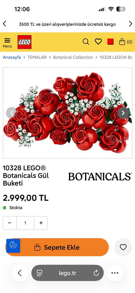 Orjinal lego kırmızı gül buketi - Görsel 3