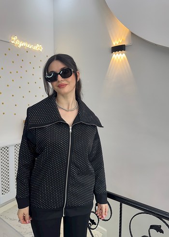 Siyah Yüksek Yaka taşlı takım - Görsel 4