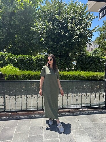m Beden haki Renk Haki taşlı elbise