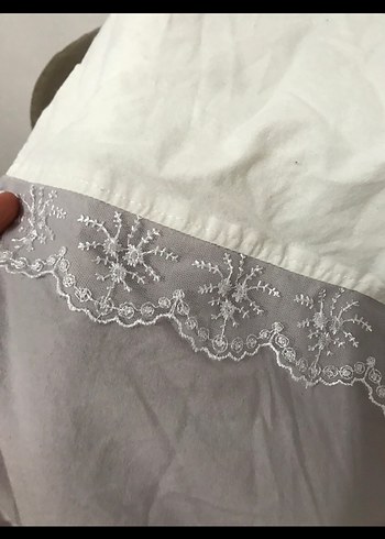 Diğer Dantel Detaylı Beyaz-Gri Yorgan ve nevresim