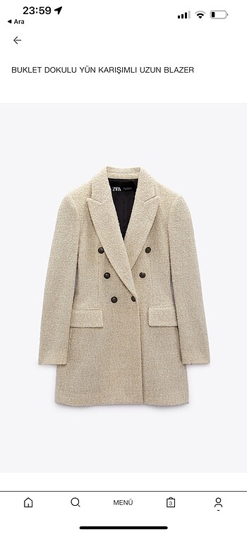 Zara Uzun blazer