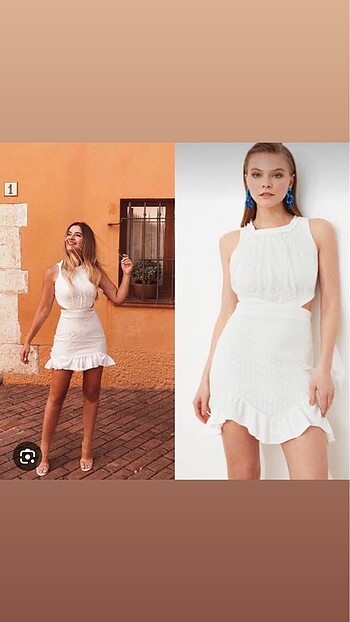 m Beden Trendyol milla beyaz elbise