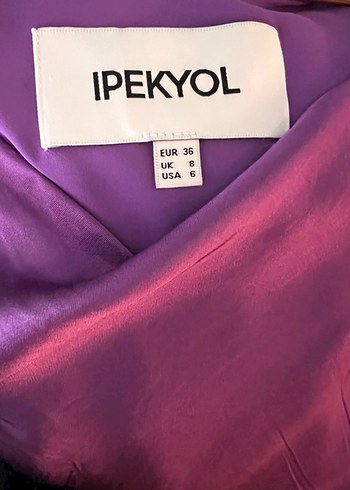 ipekyol Parlak Mor Drapeli Mini Elbise