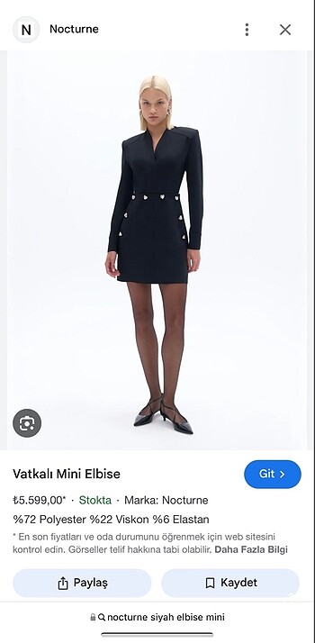 Nocturne siyah elbise