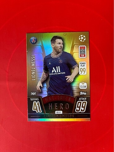 Lionel Messi Gold Update Limited Edition HatTrick Hero Topps PSG