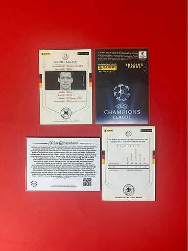 Beden Micheal Ballack 2010 Panini Signature İmzalı ve 4 Kartlık Panini