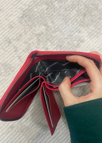 Kırmızı Hakiki Deri Kadın Cüzdan - Görsel 4