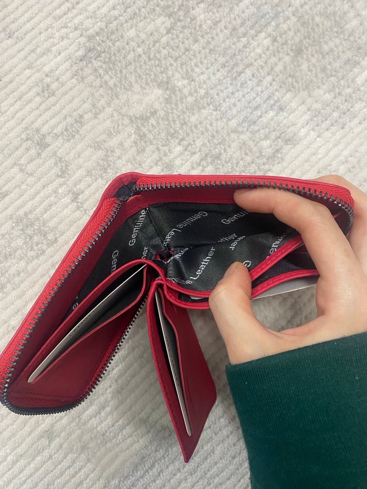 Kırmızı Hakiki Deri Kadın Cüzdan - Görsel 4