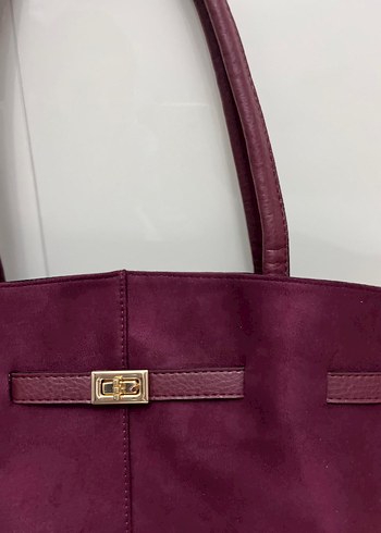 Bordo Süet Kadın Omuz Çantası - Görsel 4