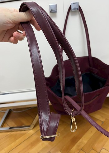 Bordo Süet Kadın Omuz Çantası - Görsel 6