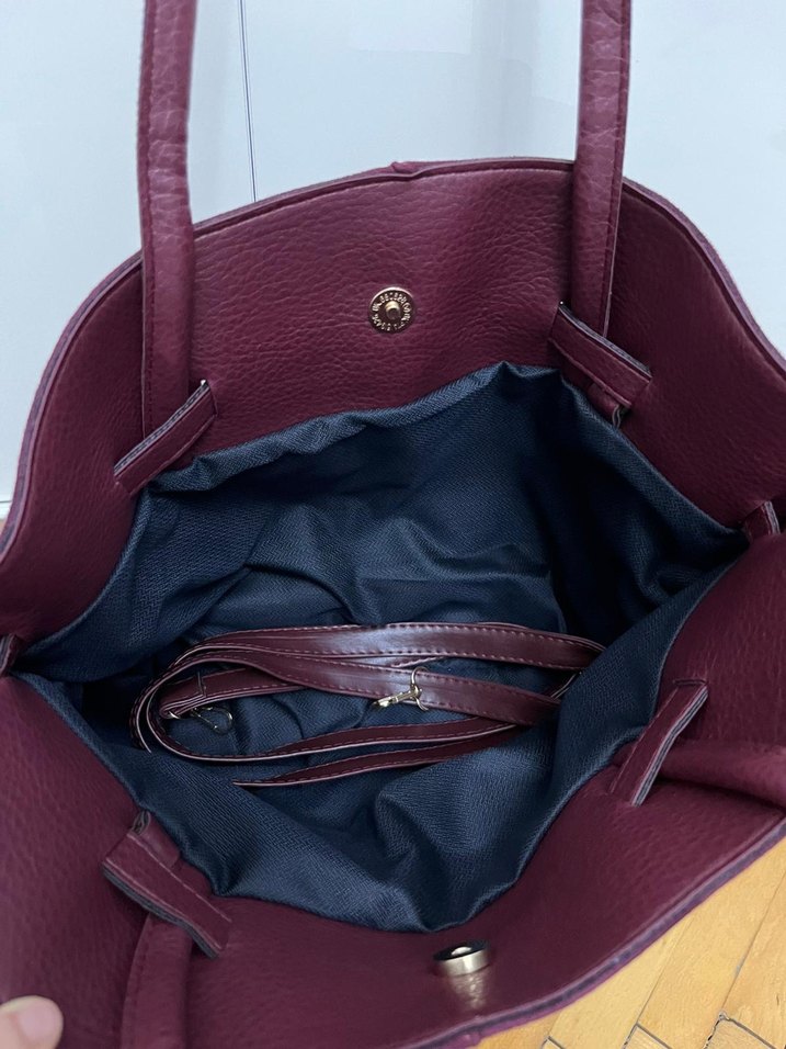 Bordo Süet Kadın Omuz Çantası - Görsel 5