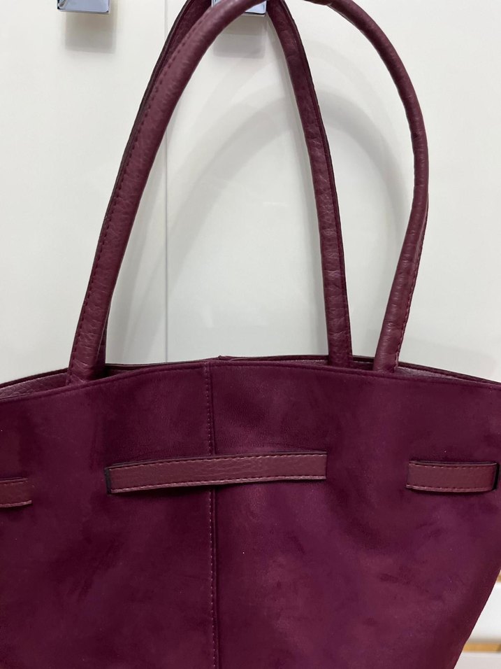 Bordo Süet Kadın Omuz Çantası - Görsel 3