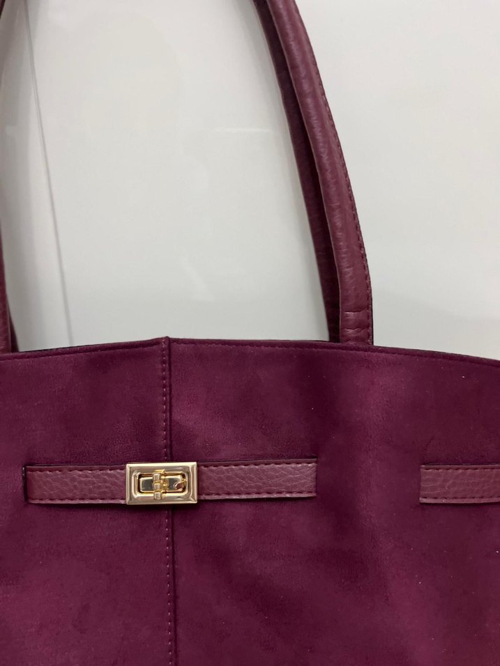 Bordo Süet Kadın Omuz Çantası - Görsel 4