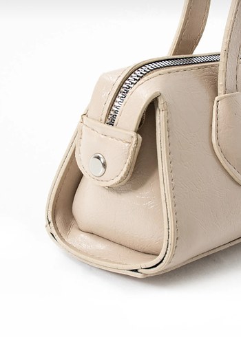 Bej Deri Tokalı Kadın El Çantası - Görsel 4