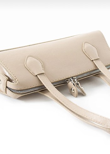 Bej Deri Tokalı Kadın El Çantası - Görsel 5