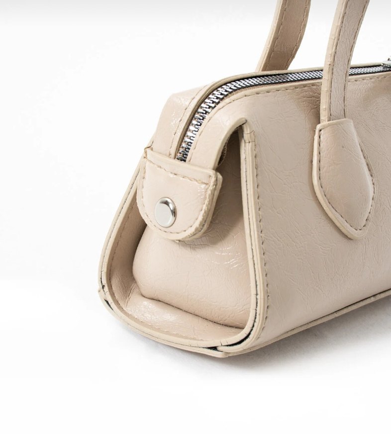 Bej Deri Tokalı Kadın El Çantası - Görsel 4