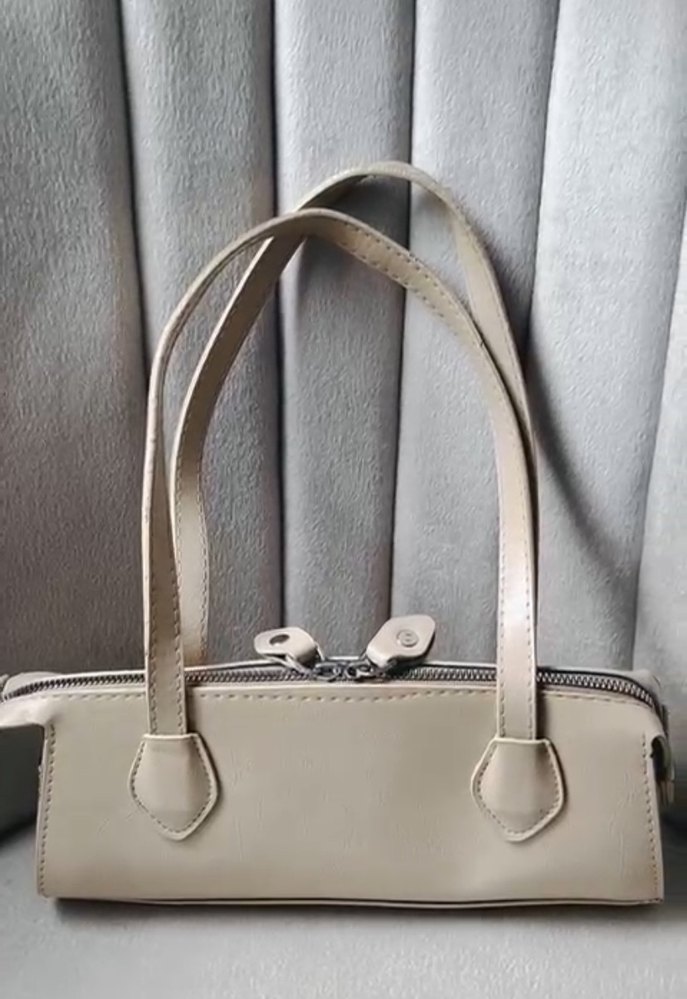 Bej Deri Tokalı Kadın El Çantası - Görsel 2