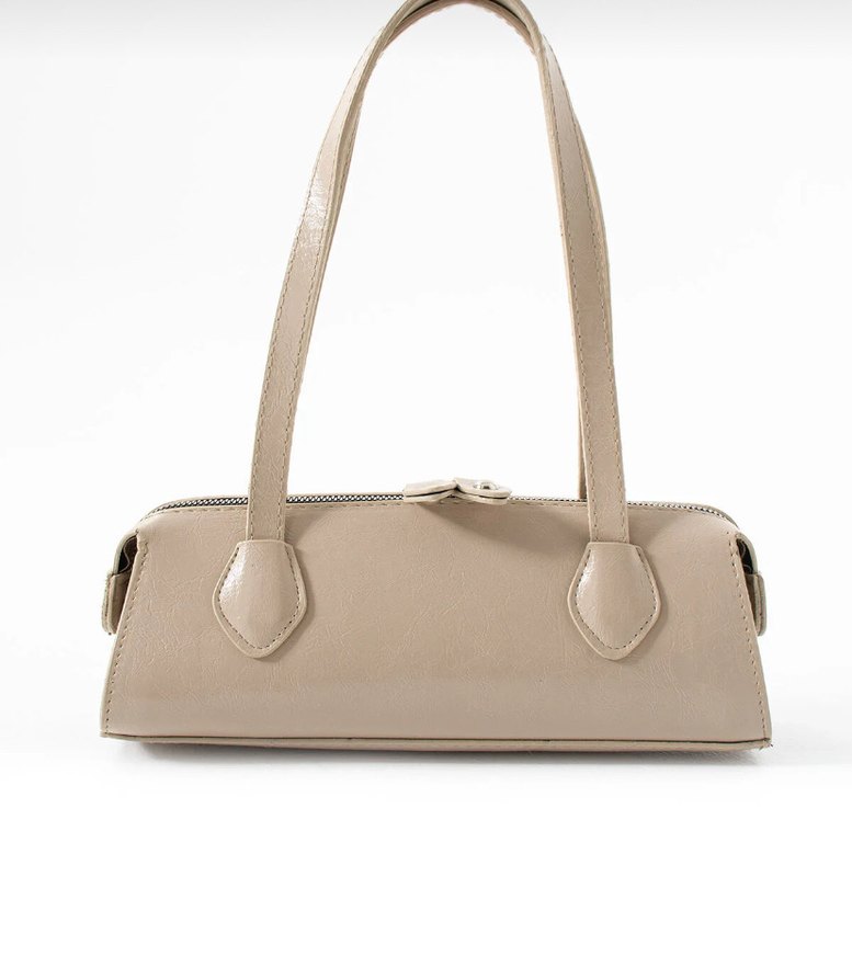 Bej Deri Tokalı Kadın El Çantası - Görsel 3