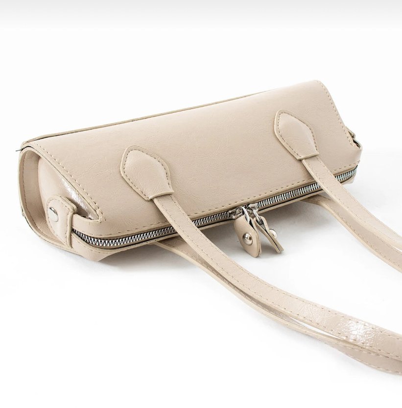 Bej Deri Tokalı Kadın El Çantası - Görsel 5