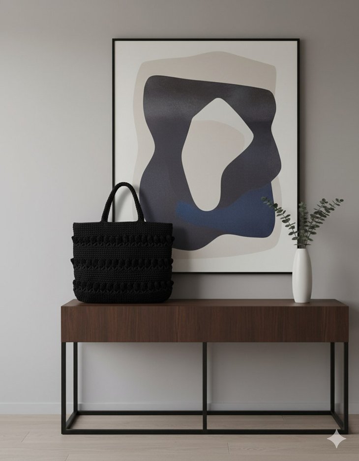 Renkli İşlemeli Örgü Kadın Çanta - Görsel 2