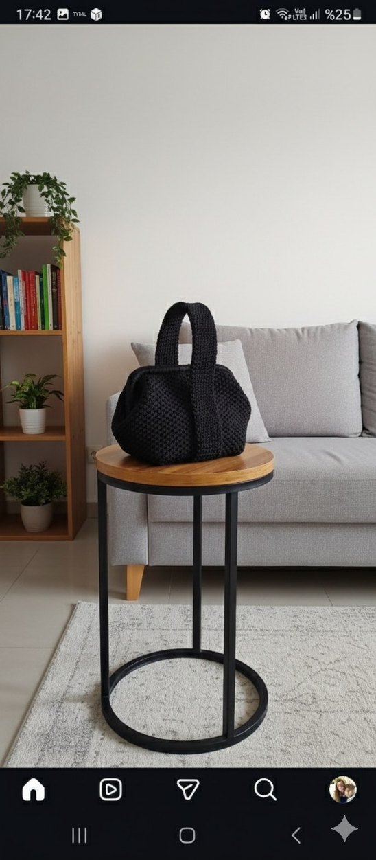 Siyah Örgü Kadın Çanta - Görsel 2