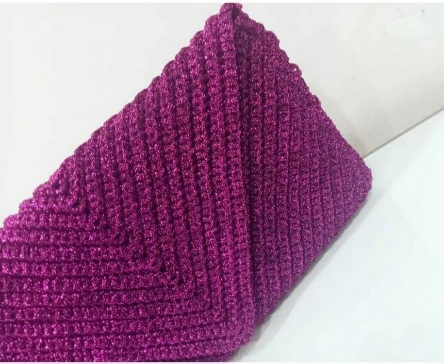 Örgü Kumaş Mor Kadın Portföy Çanta - Görsel 3