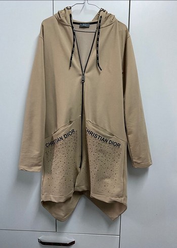 DIOR Bej Kapüşonlu Uzun Kadın Ceket - Görsel 3