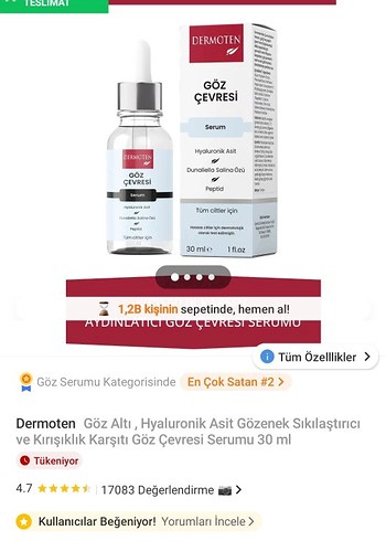dermoten göz çevresi serum - Görsel 2