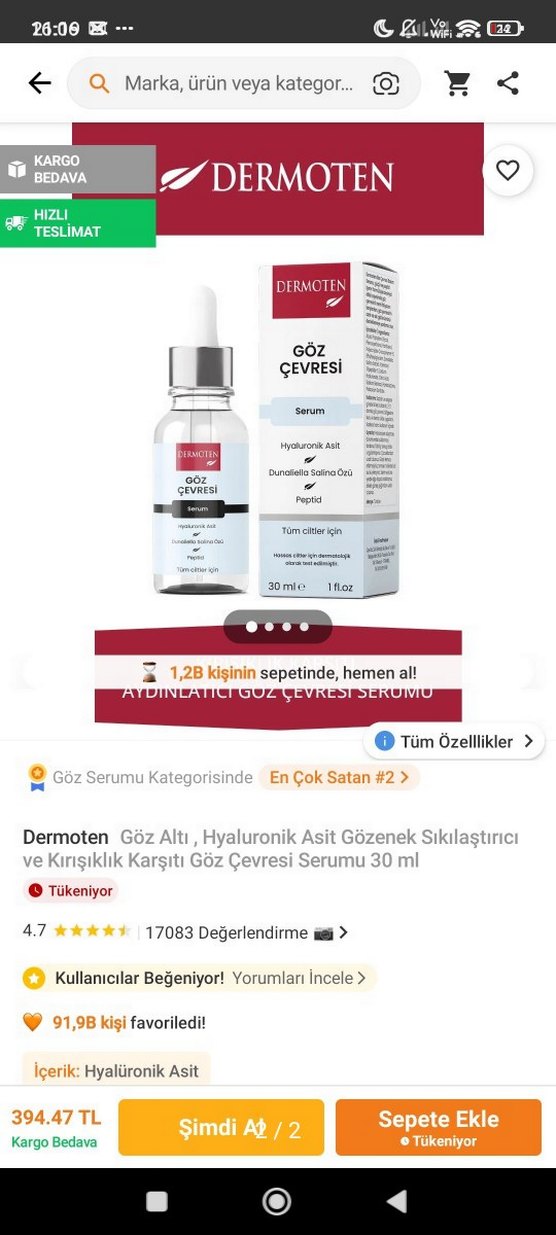dermoten göz çevresi serum - Görsel 2