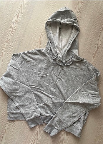 Gri Kapüşonlu Kadın Sweatshirt